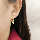 925 Silver Earring Zircon Butterfly/Bead Short Pendant Drop