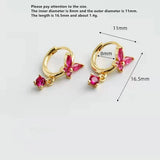 925 Silver Earring Zircon Butterfly/Bead Short Pendant Drop