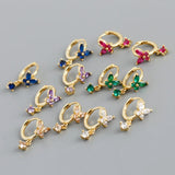 925 Silver Earring Zircon Butterfly/Bead Short Pendant Drop