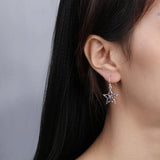 925 Silver Colorful Star Drop Earrings Women Party Fine Jewelry