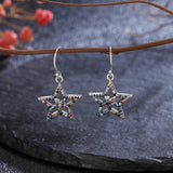 925 Silver Colorful Star Drop Earrings Women Party Fine Jewelry