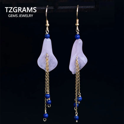925 Silver Earring Callalily Gemstone Tassel Earrings Women
