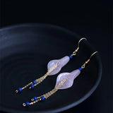 925 Silver Earring Callalily Gemstone Tassel Earrings Women