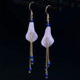 925 Silver Earring Callalily Gemstone Tassel Earrings Women