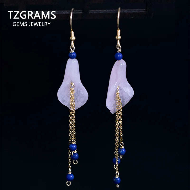 925 Silver Earring Callalily Gemstone Tassel Earrings Women