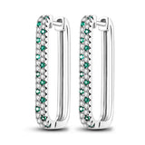 925 Silver Earring Crystal Pave Circle U H-shape Triangle Heart Earrings