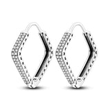 925 Silver Earring Crystal Pave Circle U H-shape Triangle Heart Earrings