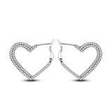925 Silver Earring Crystal Pave Circle U H-shape Triangle Heart Earrings