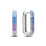 925 Silver Earring Crystal Pave Circle U H-shape Triangle Heart Earrings