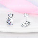925 Silver Unicorn Stud Earrings for Girls Party Jewelry Gift