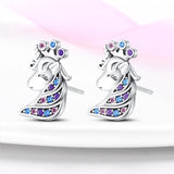 925 Silver Unicorn Stud Earrings for Girls Party Jewelry Gift