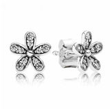 925 Silver Dazzling Daisy Crystal Stud Earrings Wedding Gift