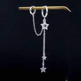 Sterling Silver Earring Star Chain Tassel Drop Earring Girl Boy Ear Jewelry