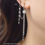Sterling Silver Earring Star Chain Tassel Drop Earring Girl Boy Ear Jewelry