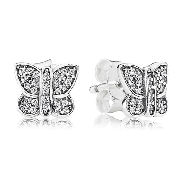 925 Silver Double Hoop Crystal Earring Elegant Tiara Fairytale Style