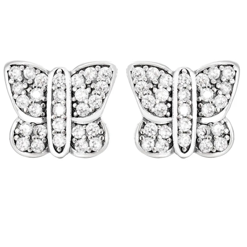 925 Silver Double Hoop Tiara Crystal Earring