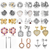 925 Silver Double Hoop Crystal Earring Elegant Tiara Fairytale Style