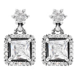 925 Silver Double Hoop Tiara Crystal Earring