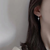 925 Silver Drop Cross Earring Ear Ring Classic Design