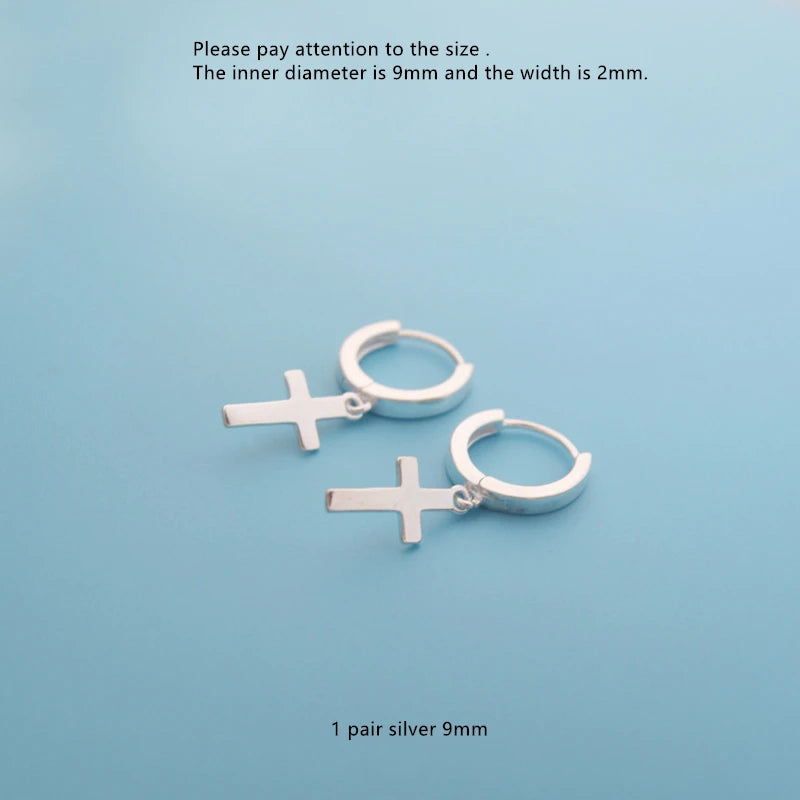 925 Silver Drop Cross Earring Ear Ring Classic Design