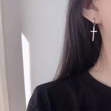 925 Silver Drop Cross Earring Ear Ring Classic Design