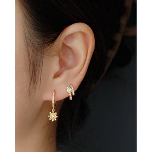 925 Silver Earring Eight Pointed Star Sun Moon Zircon Drop Earring