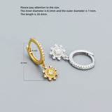 925 Silver Earring Eight Pointed Star Sun Moon Zircon Drop Earring