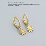 925 Silver Earring Eight Pointed Star Sun Moon Zircon Drop Earring