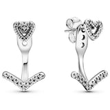 925 Silver Elevated Heart Moon Stars Earring Crystal Women Jewelry