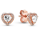925 Silver Elevated Heart Moon Stars Earring Crystal Women Jewelry