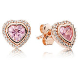 925 Silver Elevated Heart Moon Stars Earring Crystal Women Jewelry