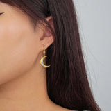 925 Silver Asymmetric Star Moon Sword Stud Earring Retro Women Ear Jewelry