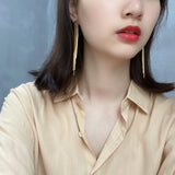 925 Silver Earring Butterfly Bow Tie Tassel Chain Long Earring Woman Ear Je