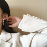 925 Silver Earring Butterfly Bow Tie Tassel Chain Long Earring Woman Ear Je