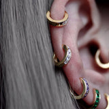925 Silver Green Zircon Earring Metal Style Personality Woman Girl Boy Jewel