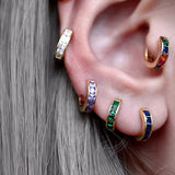 925 Silver Green Zircon Earring Metal Style Personality Woman Girl Boy Jewel