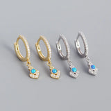 925 Silver Opal Star Moon Drop Earring Bohemian Style Woman Girl Ear Jewl