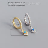 925 Silver Opal Star Moon Drop Earring Bohemian Style Woman Girl Ear Jewl