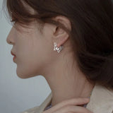 925 Sterling Silver Butterfly Earring Double Irregular Half Circle Big Jewelry