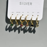 925 Silver Earring Zircon Pendant Drop Earring Sweet Girl Ear Jewelry