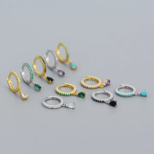 925 Silver Zircon Water Droplets Drop Earring French Style Ear Jewelry