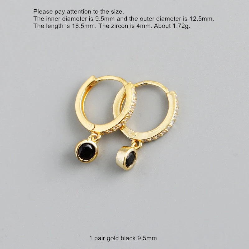 925 Silver Zircon Short Drop Earring French Style Wild Woman Girl Jewelry
