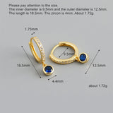 925 Silver Short Drop Earring Colored Zircon French Style