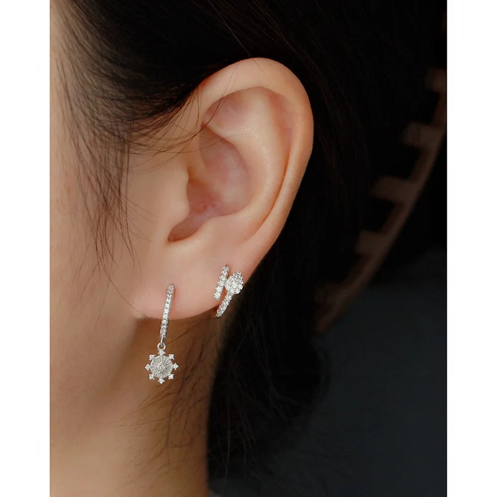 925 Silver Snake Ear Ring with Colored Zircon