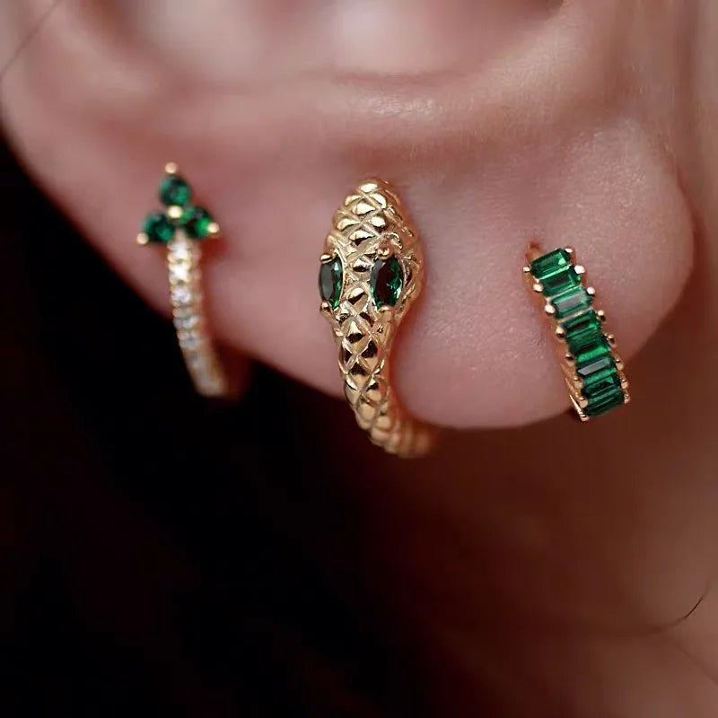 925 Silver Snake Ear Ring with Colored Zircon