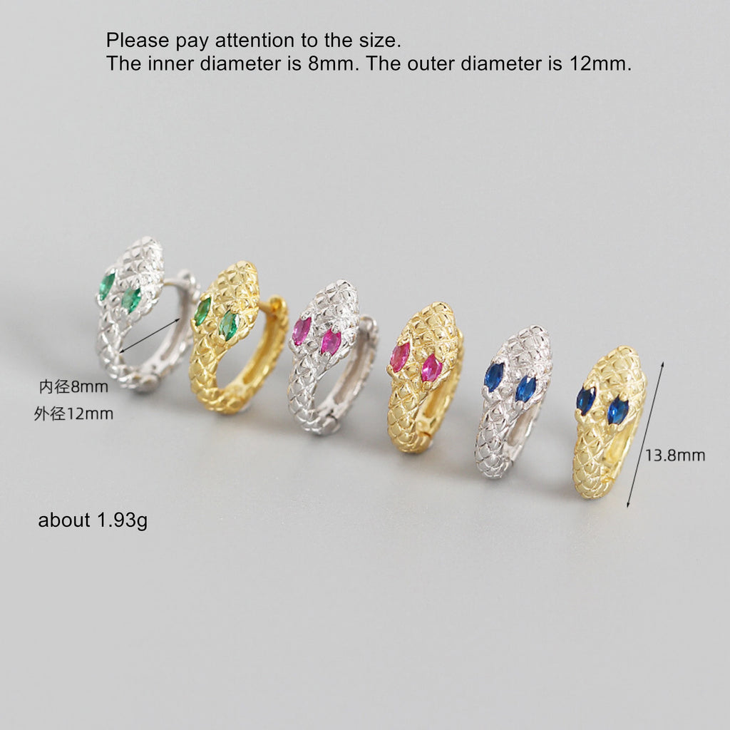 925 Silver Snake Ear Ring with Colored Zircon