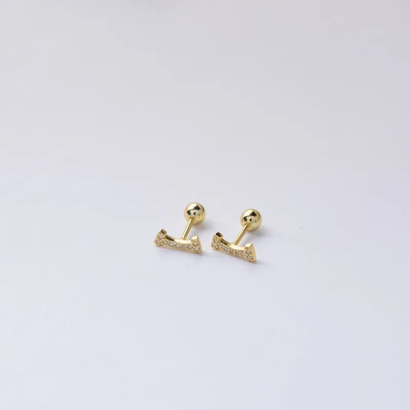 925 Silver Colored Zircon Star Smiley Screw Stud Earrings