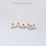 925 Silver Colored Zircon Star Smiley Screw Stud Earrings
