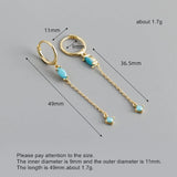 925 Silver Earring Colorful Horse Eye Zircon Tassel Long Drop Temperament Girl