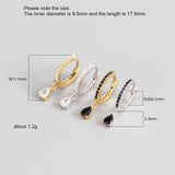 925 Silver Zircon Drop Earring OL Style Woman Girl Ear Jewel